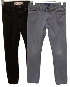 LOT of 2 Boys Skinny Denim Jeans-Levi's 510 Black & Old Navy Gray (Size 8) - Picture 1 of 8