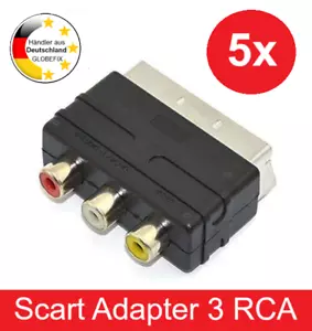Scart TV AV Adapter Chinch 3 RCA Stecker PS 1 2 3 Xbox 360 Nintendo Wii U VHS 5x - Bild 1 von 1