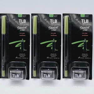 Lot Of 3 TLB The Lip Bar Eye Liner + Sharpener Straight Chillin Green 0.042 oz. - Picture 1 of 4