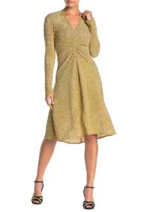Donna Morgan Women's Sequin Metallic Knit Dress Gold Size 4 Petite NWT - Picture 1 of 2