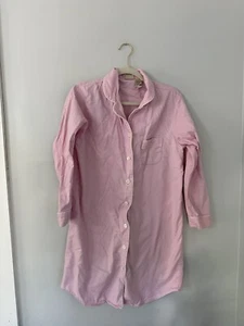LL Bean Flannel Nightgown/ Pajama Shirt Sz M Pink Button Down - Picture 1 of 8