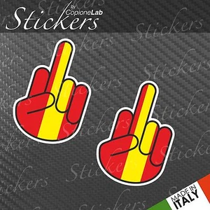 2 adesivi auto moto JDM sticker bomb shocker hand dito medio Spain flag small - Picture 1 of 1