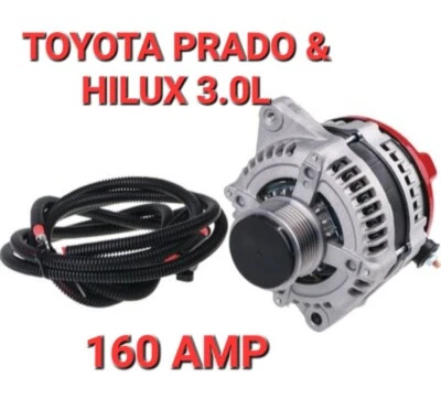 Alternator Upgrade For TOYOTA PRADO/HILUX 3.0L 160 Amp Plus Harness - Image 1 of 4