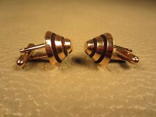 Vintage Triple Tiered Cone Yellow Gold Plated Cuff Links