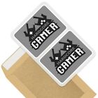 2 x Rectangle Stickers 7.5cm BW - Hardcore Gamer Cool Sign  #36360