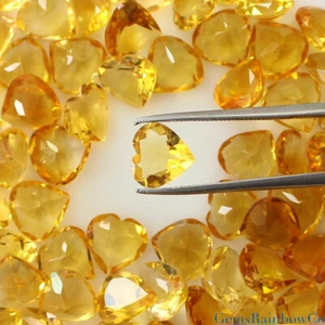 Natural Citrine Heart Shape Faceted Loose gemstone 4 mm to 14 mm AA Quality - Picture 1 of 9