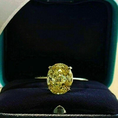 14k Yellow Gold Plated 4 CtMoissanite Yellow Citrine Engagement Solitaire Ring - Image 1 of 4