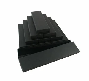 Plain Black Long Thin Postal Saver Pendant Bracelet Box with Flocked Insert - Picture 1 of 5