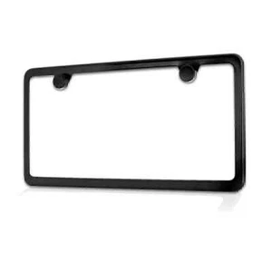 Stainless Steel License Plate Frame w Screw Caps Thin 2 Hole- Silm Black - Picture 1 of 6