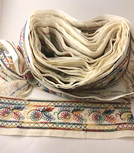 Vintage Boho Sewing Trim Craft 4 Inch Wide White India Embroidered 25 Yards - Picture 1 of 3