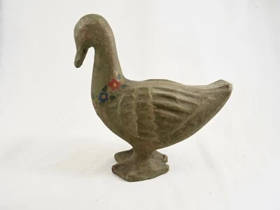 Canard en papier mâché décoré 31 cm vintage ancien magnifique - Photo 1/4