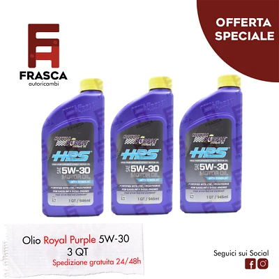 Olio Motore Sintetico HPS 5W30 Royal Purple Alte Prestazioni Benzina Diesel 3 pz