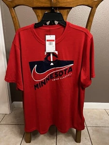 Nike Minnesota Twins Shirt Mens Large Red Dri Fit Short Sleeve MLB Baseball Tee - Picture 1 of 2