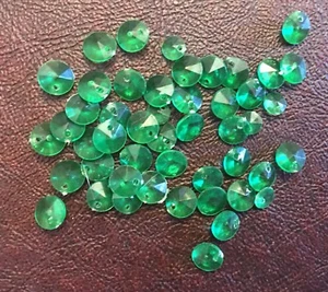 Vintage Green Watercolor Faceted Skittle Round Drop Charms Lucite Bead Lot - Picture 1 of 5