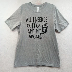 Camiseta Bella Lona Unisex Gris Vinilo Gráfico Talla XL - All I Need Coffee Cat - Imagen 1 de 4