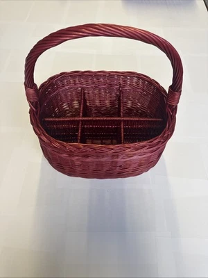 CORK AND WILLOW RED/BOTTLE BASKET/WICKER| HAND WOVENI PAINTED! - Image 1 of 3