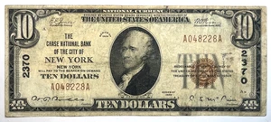 1929 $10 FEDERAL RESERVE BANK OF NEW YORK, NY BROWN SEAL A048228A - Picture 1 of 2