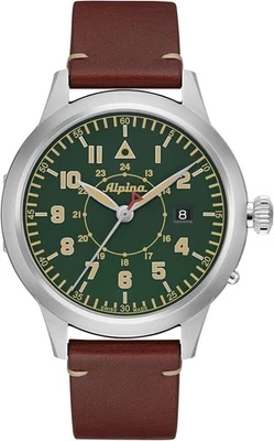 Alpina Pilot Heritage Startimer 44mm Steel Green Dial Mens Watch AL-525KBG4SH6 - Image 1 of 4