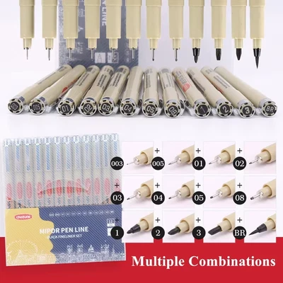 Manga Black Fineliner Marker Pens Waterproof Sketching Sakura Pigma Micron