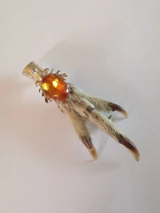  Sterling Silber Glücksbrosche orange Glas Fuß 11,1 g R29M - Bild 1 von 4