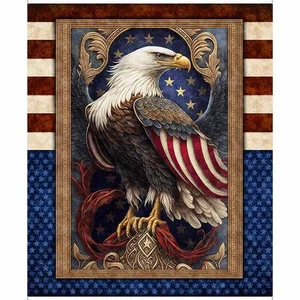 AMERICAN SPIRIT USA EAGLE PATRIOTIC FABRIC PANEL BY QT QUILTS OF VALOR 35"X44" - Picture 1 of 1