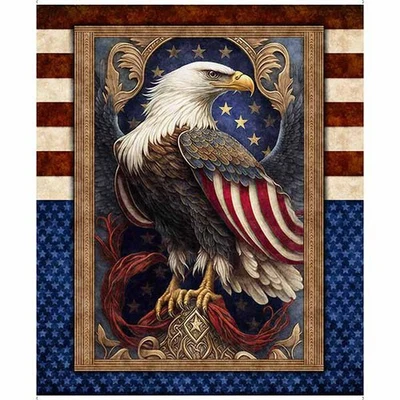 QUILTING TREASURES AMERICAN SPIRIT USA EAGLE PATRIOTIC FABRIC PANEL BY QT QUILTS OF VALOR 35"X44"