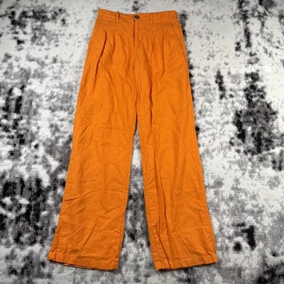 Love Tree Pants Womens Size Small Orange Wide Leg Linen Blend Hippie 70s Lagen - Image 1 of 4