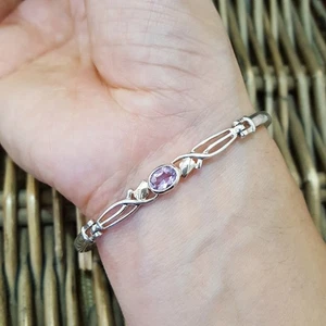 Vintage 925 Sterling Silber Armband, Mackintosh Armreif, natürlicher Amethyst Armreif - Bild 1 von 7