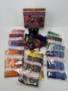 Large Lot Thread Embroidery Floss & Crazy Quilt Stitch Toll Book-Over 250 Pieces - Picture 1 of 6