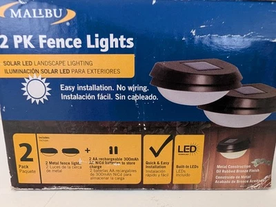 Luces LED solares para cerca Malibu metal hogar paisaje iluminación bronce nuevas en caja Foto 1 de 4
