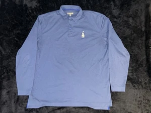 Peter Millar Crown Sport Shirt Mens L Blue Performance Polo Long S Lighthouse - Picture 1 of 9
