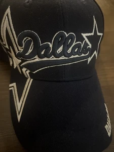 Dallas City Blue Hat Cap Script Visor Embroidered Signature Double Cowboys Star - Picture 1 of 6