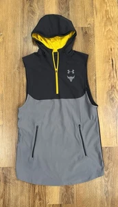 Under Armour UA Men’s M Project Rock Sleeveless Hooded Tank Top Black/Gray - Picture 1 of 7