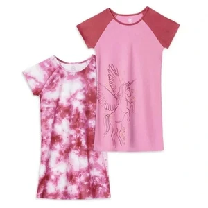 Wonder Nation Girls Short Sleeve  2 Pc Nightgown Set-Pink Unicorn- S (6-6X)-NWOT - Picture 1 of 2