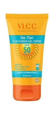 VLCC De Tan Sunscreen Gel Crème SPF 50 PA+++ Fades Tan & Enhances Glow 100gm AU - Image 1 of 4