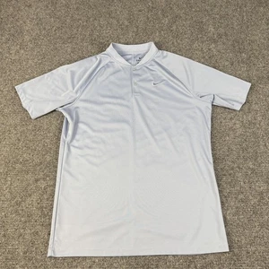 Nike Polo Shirt Mens Medium Blue Golf Blade Collar Henley Swoosh Dri-FIT - Picture 1 of 13