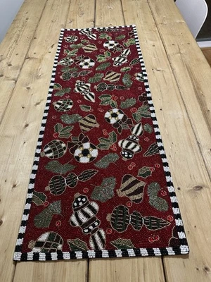 Mackenzie Childs Red Beaded Table Runner 13” X 36” - Image 1 of 4