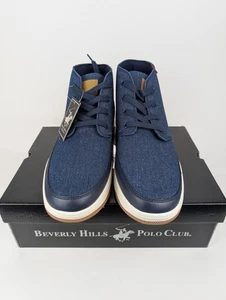 Beverly Hills Polo Club Azul Marino Denim Deportivo Tenis Medio Top Hombres Zapatos - Imagen 1 de 6