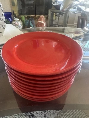 Pier 1 глиняная посуда красный 8 1/4» салат десерт обед тарелки сделано в Испании 10шт. НОВЫЙ - Изображение 1 из 4