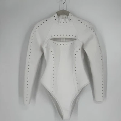 gigi c swimsuit surfsuit small S white cutout scuba long sleeve alexis beach - Image 1 of 4
