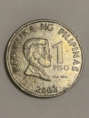 2002 Philippines 1 Piso Coin.  Philippines Currency. - Image 1 of 2