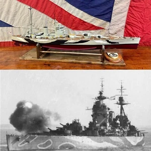 Exceptional Motorised Handcrafted(R/C) Royal Navy HMS Rodney Battleship & Stand - Picture 1 of 13
