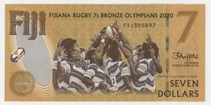 Banconota Fiji 7 Dollari 2022 Scegli 122 UNC Non Circolata Rugby - Foto 1 di 2