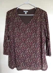 Camicia Croft & Barrow donna XL maglia multicolore manica lunga scollo a V - Foto 1 di 3