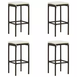 Bar Stools 4 Pcs PE Rattan Dining Stool Counter Chair Restaurant Pub Furniture - Picture 1 of 8