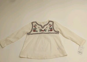 Carter's Girl's Size 3T Cream 100% Cotton Embroidered Peasant Top ADORABLE - Picture 1 of 4