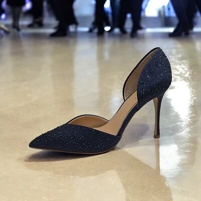 Jewel Badgley Mischka 女式 D Orsay 蓝色高跟鞋晚高跟鞋 8.5 — 第 1/4 张图片