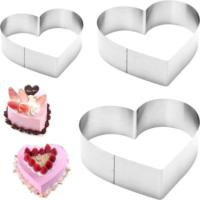 3 Stück Herzbackform Backform Herz Set 10/15 /20 Cm Tortenring Kuchenform Edelst - Bild 1 von 4