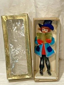 Vtg 9" MCM Woolco Christmas Caroler Girl Blue Felt Figurine Made in Japan IOB - Picture 1 of 10