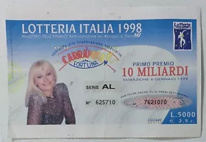 80825 298/tt Biglietto LOTTERIA NAZIONALE Italia 1998 - Raffaella Carrà - Foto 1 di 1